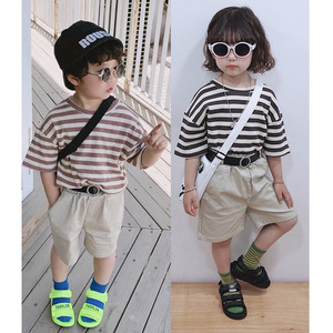 Nouvelles tenues d'été pour enfants à la mode, t-shirt à manches courtes et short, ensemble de vêtements décontractés rayés pour bébé garçon, 2 pièces - Product Image 2