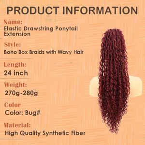 Coletero de Ganchillo con Trenzas Estilo Boho Amygirl, Fibra de Alta Temperatura, 24 Pulgadas, Color Negro Natural/Ombre, Fácil de Aplicar Diariamente - Product Image 3