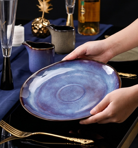 Retro Kiln Glaze Multi-color <b>Ceramic</b> <b>Plates</b>, Premium Western Tableware for Steak Pasta Bulk Wholesale Custom Gift Box Restaurant - Product Image 5