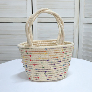 New Cotton Rope <b>Storage</b> <b>Basket</b> Wholesale Decorative Handheld Gift Small Flower Tote Bag Fashionable - Product Image 2