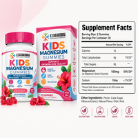 Gummies de magnésium pour enfants, saveur hibiscus, 60 gummies, à base de plantes, testés par un tiers