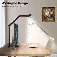 Lámpara de escritorio LED para oficina en casa, lámpara de mesa brillante de 24W con abrazadera, luz de escritorio para cuidar los ojos, luz de monitor ajustable