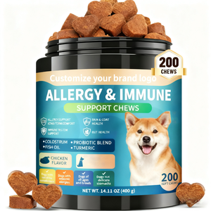 Integratori OEM Probiotici Glucosamina Condroitina Solfato Acidi Grassi Omega-3 Masticabili per Supporto Immunitario Sollievo dalle Allergie Cani Gatti Biologici - Product Image 1