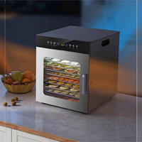 10-bakjes huishoudelijke/commerciële touchscreen voedseldroger, rechtstreekse levering vanuit de fabriek, voor groenten, fruit en vlees.