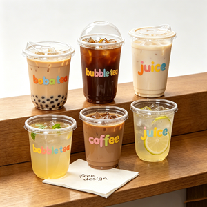 แก้วพลาสติกรูปตัวยูขนาด 90 มม. 16 ออนซ์ 500 มล. สำหรับชาไข่มุก แก้วพลาสติกแบบใช้แล้วทิ้ง 16 ออนซ์ สีขาว รับผลิตตามสั่งพร้อมโลโก้ ขายส่ง - Product Image 1