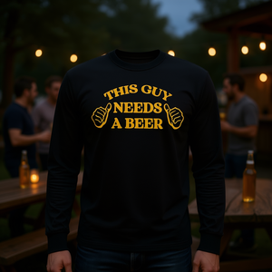 Questa maglietta a maniche lunghe con stampa divertente per adulti: Questa persona ha bisogno di una birra - Product Image 3