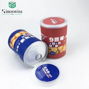 Food Grade Recyclebaar Maken Kraftpapier Verpakking Buisblikjes Composiet Blik Voor Snackbiscuit Met Luchtdicht Deksel
