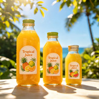 Rouleaux d'étiquettes personnalisées pour jus de fruits, autocollants imperméables imprimés pour bouteilles de boissons, étiquettes en rouleau de plastique pour emballage de boissons