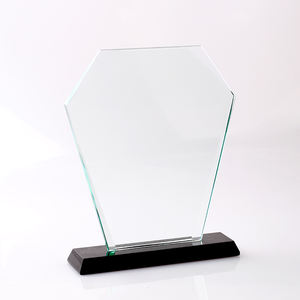 Premios de cristal de jade transparente, trofeo de cristal blanco con base de cristal negro - Product Image 2