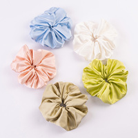 Chouchou en Soie Pure Couleur Unie Grande Taille 8cm Personnalisable Vintage Luxe Accessoires Cheveux Élastiques pour Fête