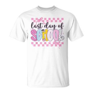 T-shirt Last Day Of School à motif à carreaux rose pour enfants, tenue d'été - Product Image 2