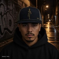 Casquette Trucker 5 Panneaux Vintage Personnalisée avec Broderie, Visière en Mousse et Filet, Style Urbain Chicano Côte Ouest, Vente en Gros