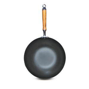 Sartén <span class=keywords><strong>Wok</strong></span> de hierro esmaltado de fondo plano con tapa y mango de madera-<span class=keywords><strong>Universal</strong></span> para inducción, eléctrica, horno, Artesanía no tóxica sin recubrimiento - Product Image 6