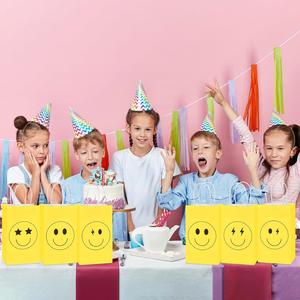 Bolsas de Papel con Diseño de Cara Sonriente, Amarillas, para Fiestas, Recuerdos, Bolsas de Regalo Desechables - Product Image 6