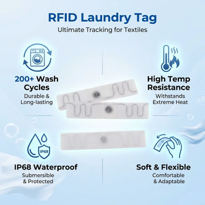 Étiquette RFID lavable pour le linge 860-960Mhz UCODE 9, étiquette en tissu pour la gestion des stocks de doublures - Product Image 5