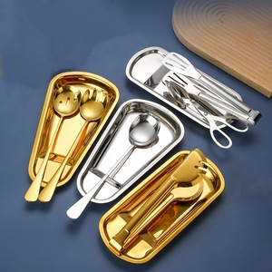 Juego de bandejas de platos de acero inoxidable para barbacoa, postre, pan, plato de metal para servir alimentos con caja - Product Image 6