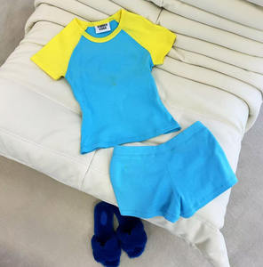 Kadın giyim iki parçalı şort takımı renk blok kırpma üst ve şortlar 2 parça Set kadın rahat kıyafetler 2025 yaz giysileri - Product Image 5