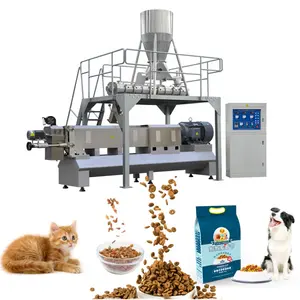 Mesin ekstruder makanan anjing Kibel kering lini produksi makanan anjing otomatis penuh