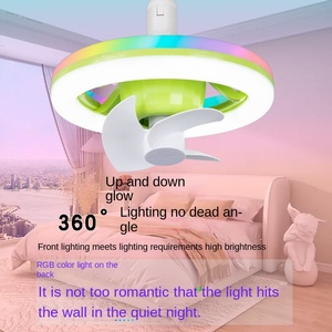 Ventilateur de plafond 48W E27 avec lumière LED et télécommande 360 rotation ventilateur électrique de refroidissement lampe lustre pour chambre décoration intérieure - Product Image 5