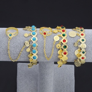 Jxx Nueva Oferta al por Mayor, Brazalete de Latón y Cobre con Baño de Oro de 24k y Plata, Cadena y Eslabones con Circonitas, Estilo Indio - Product Image 3