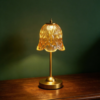 Vintage Luxus Wiederaufladbare Glas-Tischlampe Kabellose Batteriebetriebene Touch-Control LED-Schreibtischlampe für Schlafzimmer Restaurant Hotel
