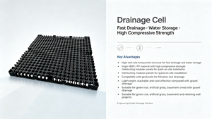 Cellule de drainage en nid d'abeille en HDPE avec géotextile <span class=keywords><strong>pour</strong></span> <span class=keywords><strong>gazon</strong></span> <span class=keywords><strong>synthétique</strong></span>, drainage des eaux pluviales des jardins sur toits - Product Image 3