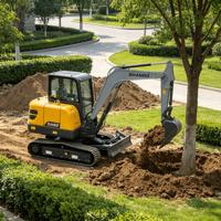 Excavatrice sur chenilles robuste de 6 tonnes, 49 CV de puissance, pour travaux de terrassement, défrichement et installation de pipelines