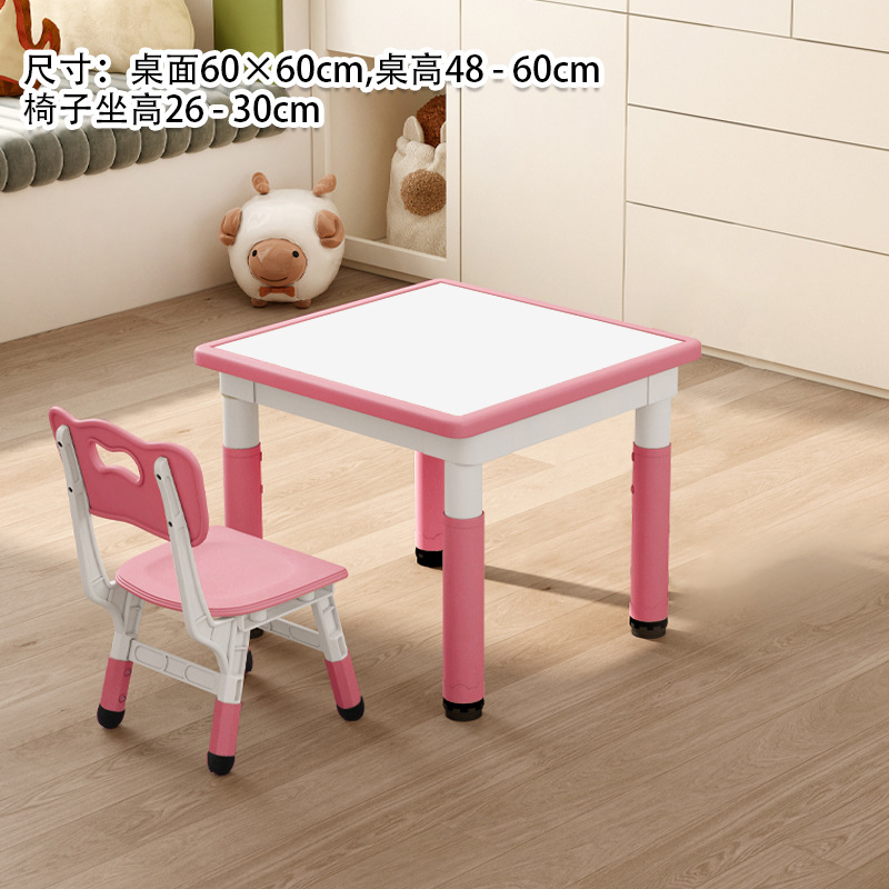 Whiteboard, light pink, table and chair