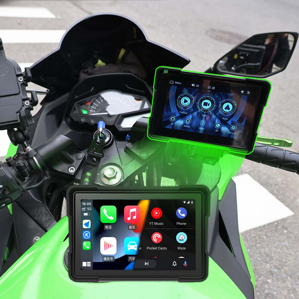 HD Display Motorcycle GPS with Wireless Carplay and Android IP67 Waterproof for Navigation   GPS