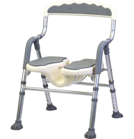 Tabouret de bain en aluminium de qualité hospitalière KJT, réglable en hauteur sur 6 niveaux (74-84 cm), avec poignée antidérapante et trou de drainage pour salle de bain et douche