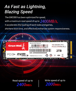 SSD Great Wall GW3300 NVMe M.2 2280 PCIe Gen3 128GB-2TB 3D NAND TLC Kecepatan Baca 3300MB/s Garansi 5 Tahun Bersertifikasi CE/FCC - Product Image 2
