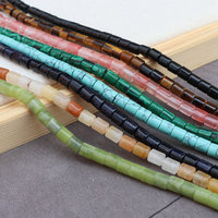Perles cylindriques en pierre naturelle 6x6mm, multicolores, pour la fabrication de bijoux, bracelets et colliers DIY