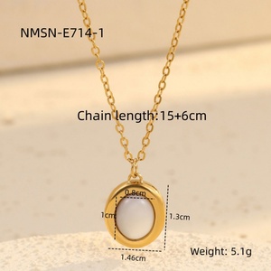 Collares de Joyería Fina con Colgante Ovalado de Concha Blanca, de Acero Inoxidable, para Mujer, Ideales para Vacaciones de Verano en la Playa, Gran Popularidad - Product Image 3