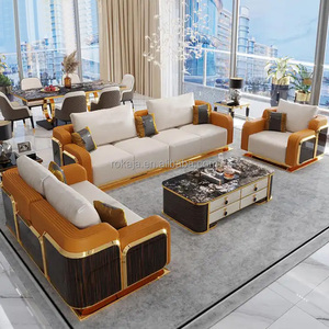 뜨거운 판매 정품 가죽 골드 단면 소파 이탈리아 디자인 대형 코너 <span class=keywords><strong>3</strong></span> <span class=keywords><strong>2</strong></span> 1 인용 소파 빌라 로비 피아노 마감 소파 세트 - Product Image 6