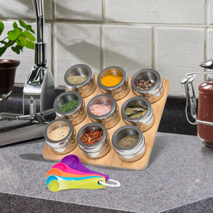 Good Quality Wholesale <strong>Kitchen</strong> Wall Mount <strong>Storage</strong> <strong>Tins</strong> Stand Holder Bamboo Magnetic Spice Rack - Product Image 5