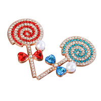 Breloques en alliage de strass en forme de sucette mignonnes à dos plat pour la décoration de coques de téléphone, de grilles d'aération de voiture, de chaussures et de pinces à cheveux, vente en gros