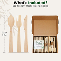 Ensemble de couverts jetables en bambou, 300 pièces (100 fourchettes, 100 cuillères, 100 couteaux) Ustensiles en bois écologiques biodégradables