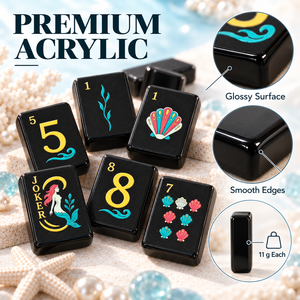 Tuiles de mahjong en acrylique élégantes et modernes, design imprimé, bords lisses, 160 pièces, jeu de mahjong américain, boîte cadeau pour femmes - Product Image 3