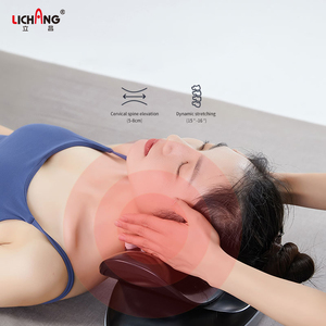 LICHANG bantal pemijat leher dan bahu, perangkat traksi serviks leher terapi pemanas merah - Product Image 4