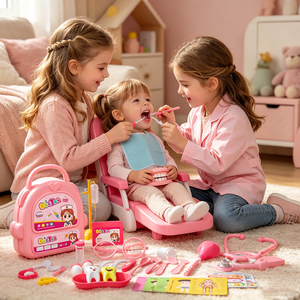 Mochila Médica de Juguete de Plástico para Niños, Caja de Almacenamiento, Set de <span class=keywords><strong>Juguetes</strong></span> de Doctor para Niñas de 3 Años o Más, Estetoscopio Realista de Enfermera - Product Image 1