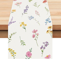 Chemin de table printanier à motifs floraux, feuilles colorées, pour la décoration de la cuisine et de la salle à manger en été