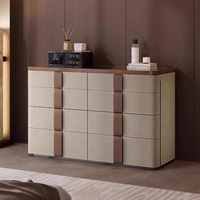Console de Rangement Luxe Italienne à Huit Compartiments, Table à Bijoux Moderne Haut de Gamme en Cuir Écologique et Durable pour Chambre et Salon