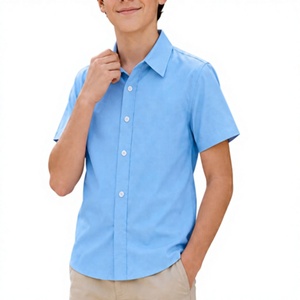 Camisa de vestir con cuello y botones multicolor para niños, uniforme escolar, camisa de verano para niños con logotipo personalizado. - Product Image 5