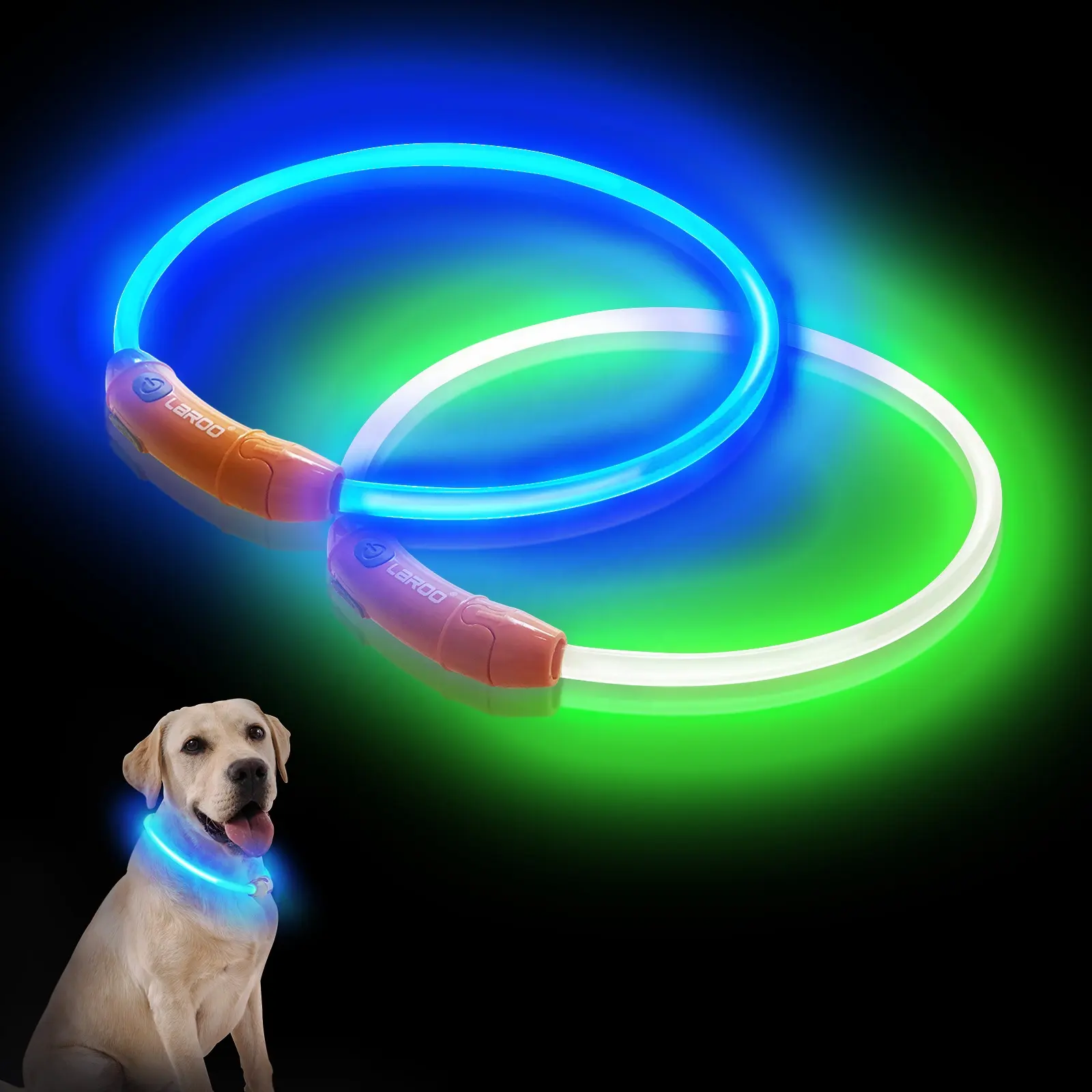 LaRoo 2023 new arrival accessories cat dog light up LED dog collar cut adjust size USB rechargeable