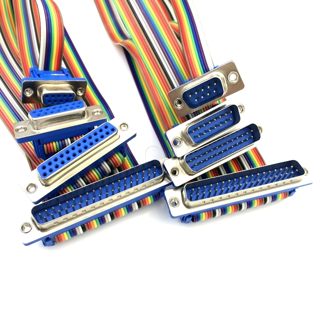 DB9 DB15 DB25 DB37 DIDC9 Male to Male Female Extention PITCH Color Flat Ribbon Cable Rainbow DuPont Wire for FC Dupont Connector