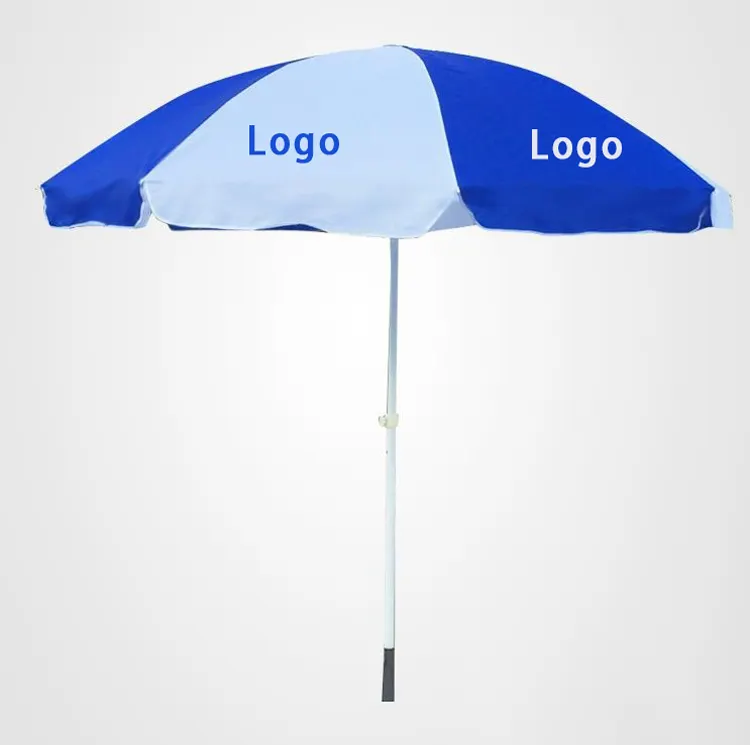 יוקרה חול Stake בורג חיצוני שמשייה שמש חוף מטרייה עם לוגו מותאם אישית