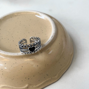 Yinruitai S925 Sterling Silver Heart Shape <b>Open</b> <b>Ring</b> For Women Fashionable Retro Design Everyday Wear Jewelry - Product Image 4