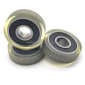 Roda dilapisi PU bantalan 12x38x10mm, rol katrol poliuretan PU620138-10 senyap, roda plastik dilapisi karet - Product Image 3