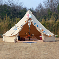 Tente cloche de glamping 5M Dia à double porte et parois, 6m avec toile 100% coton