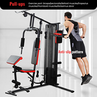 Équipement de musculation multifonctionnel à domicile à 3 stations avec pile de poids de 45 kg, machine d'entraînement de force tout-en-un pour un entraînement complet du corps